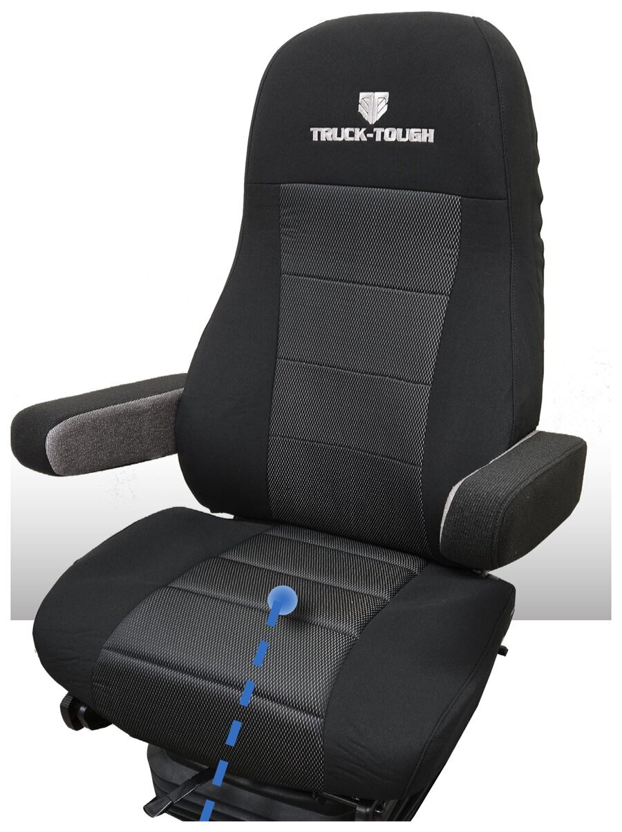 Truck-Tough EZ-Fit seat cover installed on a Class-8 truck seat